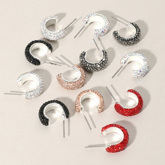 18K Gold Dipped Pave Earrings in Silver - Picture 3 of 3